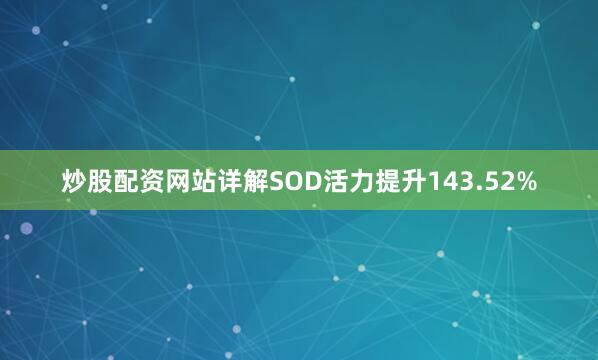 炒股配资网站详解SOD活力提升143.52%
