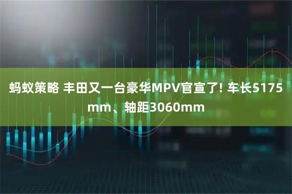 蚂蚁策略 丰田又一台豪华MPV官宣了! 车长5175mm、轴距3060mm